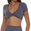 SPARK Summer Pleated V-neck Yoga Short SleeveZC3092