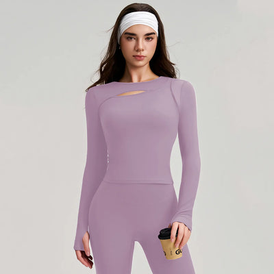 SPARK Women's Front Cut-Out Long Sleeve Top RQ557