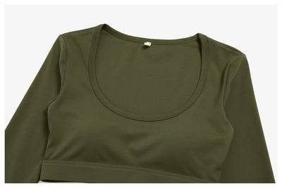 SPARK Women's U-Neck Long-Sleeve Crop Yoga Top ZC9599
