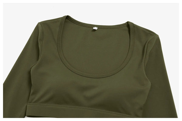SPARK Women's U-Neck Long-Sleeve Crop Yoga Top ZC9599