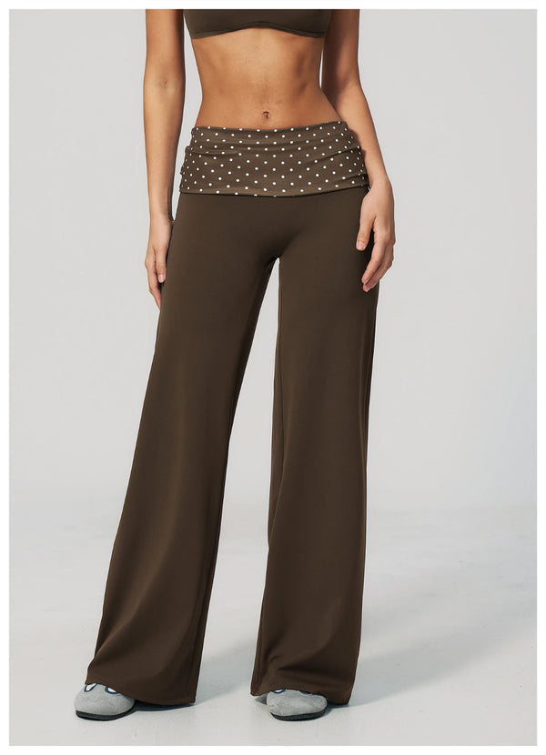SPARK Retro Polka Dot Fold-Over Yoga Pants ZC4549