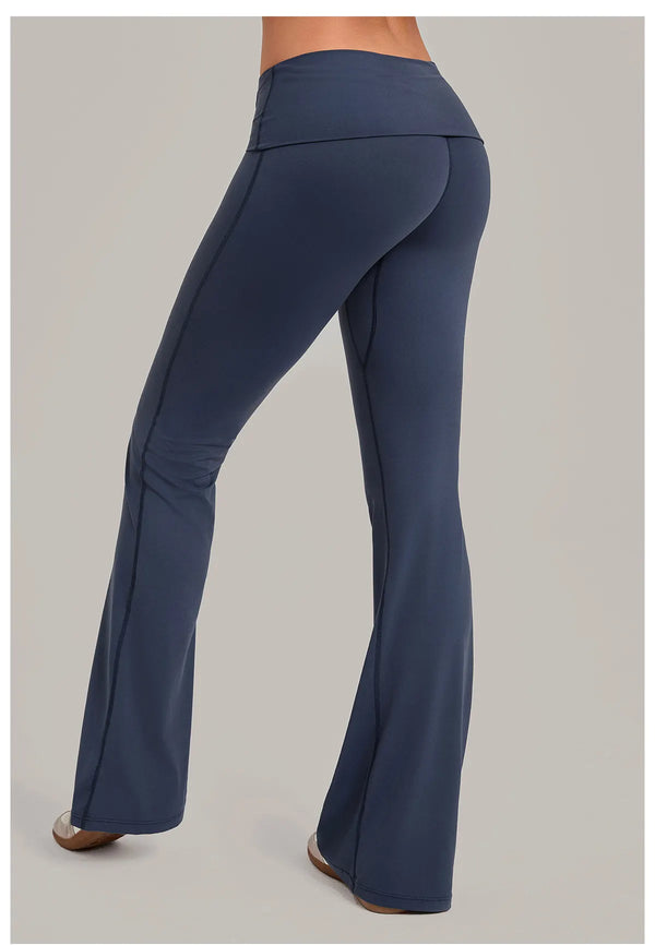 SPARK Women’s Fold-Over Waist Butt-Lifting Yoga Flare Pants TF2257