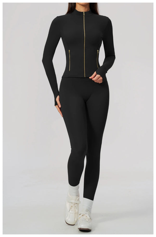 SPARK Women's New Slim-Fit Brushed Stretch Zip-Up Yoga Jacket ZC5529