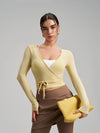 SPARK Chic Long Sleeve Wrap Tie Yoga Top RQ7418