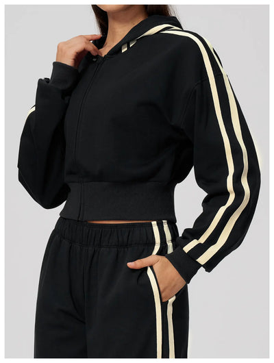 SPARK Women’s Color Block Cropped Hooded Jacket | Thick Warm Athletic & Casual Jacket ZC3005