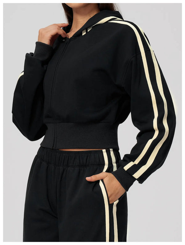 SPARK Women’s Color Block Cropped Hooded Jacket | Thick Warm Athletic & Casual Jacket ZC3005