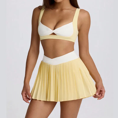 SPARK Casual V-shaped Waist Band Pleated Tennis Skirt QY6538