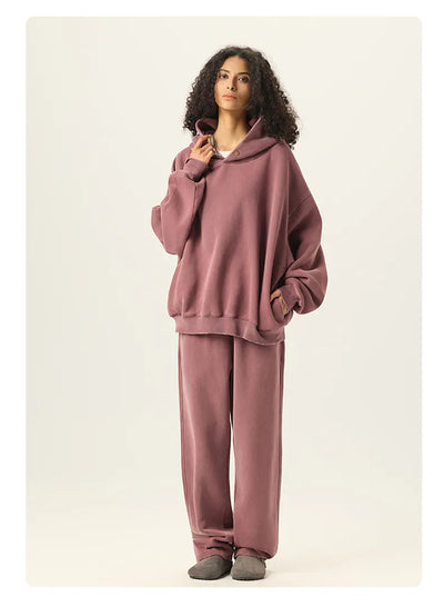 SPARK Unisex Washed-Style Plush-Lined Sweatshirt Set PL8305