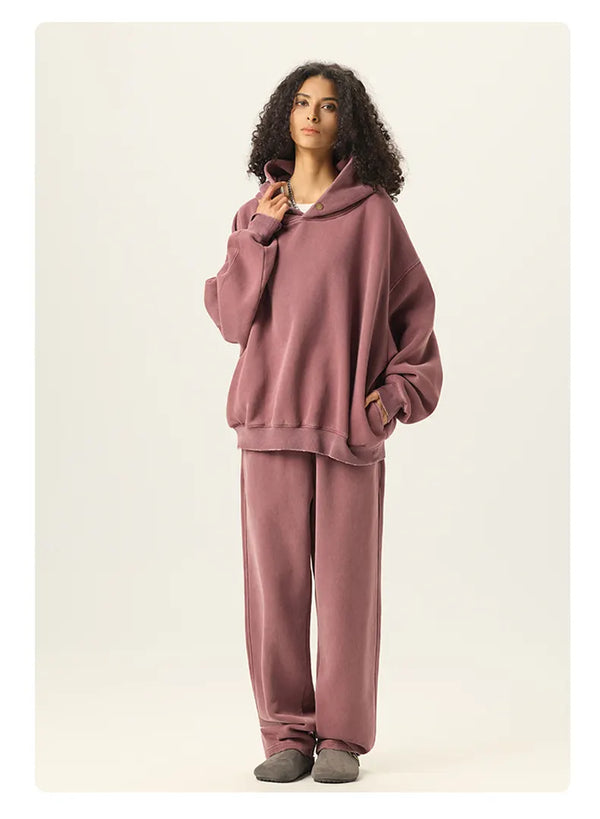 SPARK Unisex Washed-Style Plush-Lined Sweatshirt Set PL8305