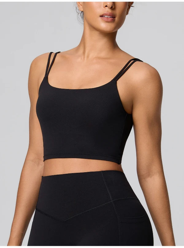 SPARK Women's Sexy Twist Knot Back Double-Strap Sports Bra FYD246