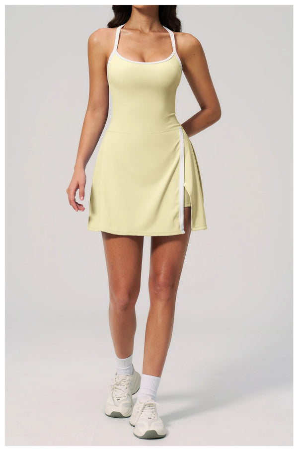 SPARK Naked-Feel Fitness Tennis Dress with Built-in Shorts ZC2134