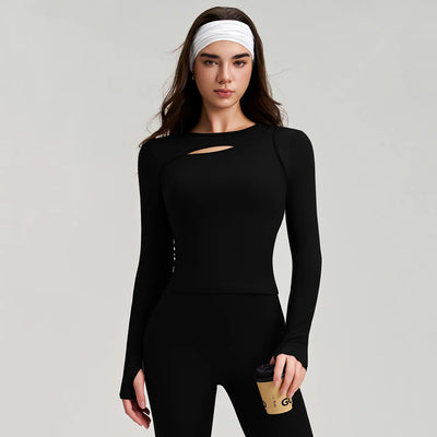 SPARK Women's Front Cut-Out Long Sleeve Top RQ557