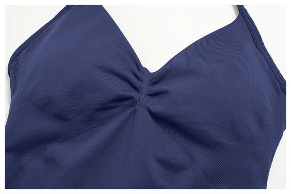 SPARK Seamless Halter V-Neck Open-Back Tank Top ZC4535