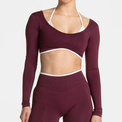 SPARK Fake Two Pieces Fitness Cropped Top RXW3006