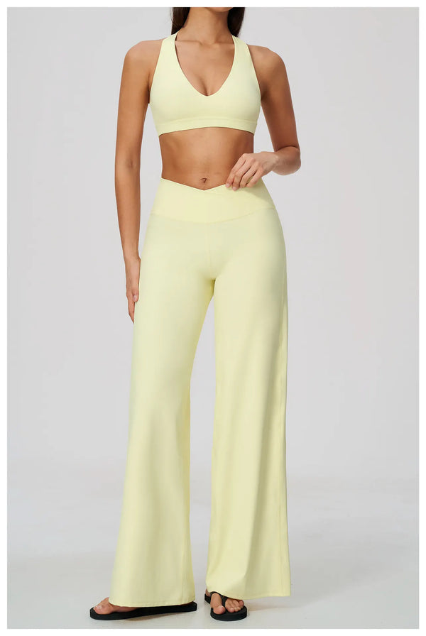 SPARK Women's Naked-Feel Cross Waist Yoga Wide Leg Pants ZC2588