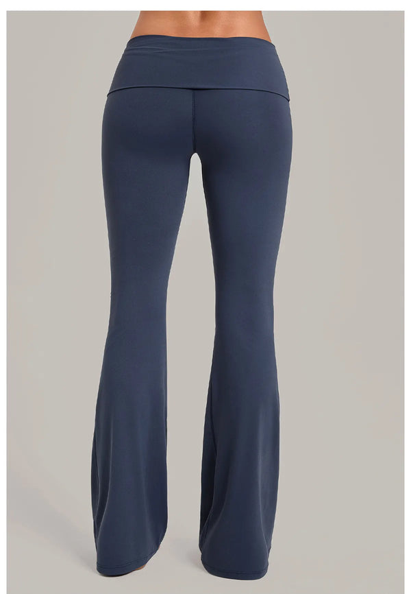 SPARK Women’s Fold-Over Waist Butt-Lifting Yoga Flare Pants TF2257