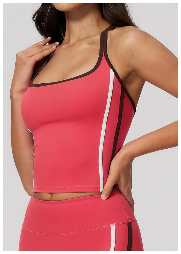 SPARK Women’s Color-Block Crossover Backless Workout Tank Top ZC2578