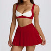 SPARK Casual V-shaped Waist Band Pleated Tennis Skirt QY6538