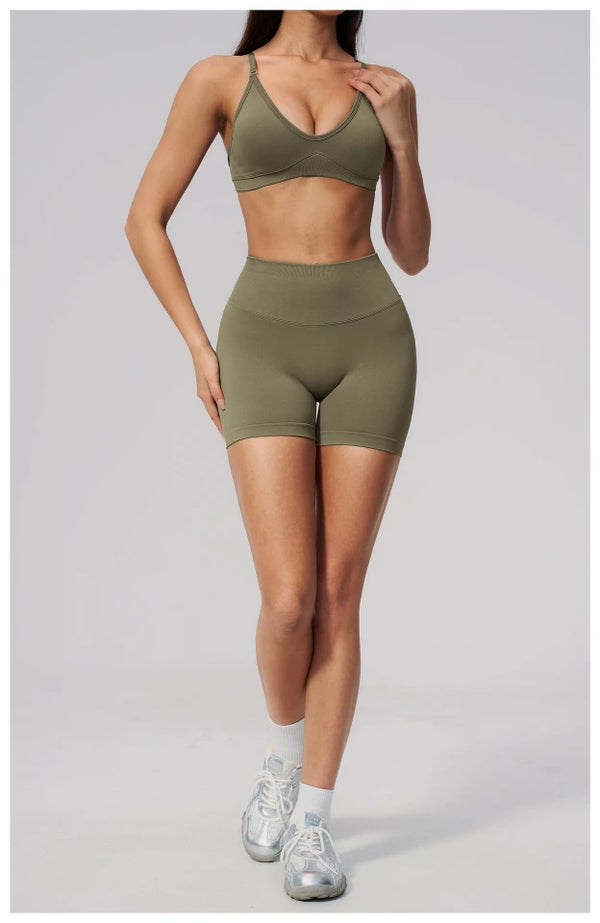 SPARK Seamless Ribbed 3-Way Convertible Yoga Sports Bra ZC3597
