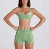 SPARK Contrast White Stripe Fake Two-Piece Twist Sports Bra QY6549