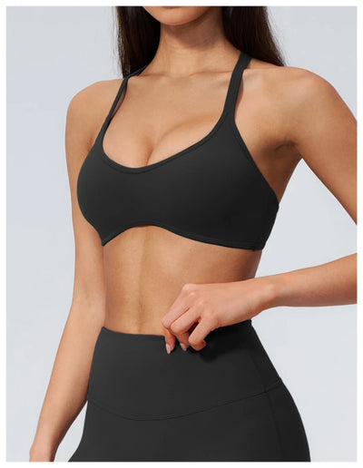 SPARK Women's Shockproof U-Neck Cross Back Yoga Sports Bra ZC5560