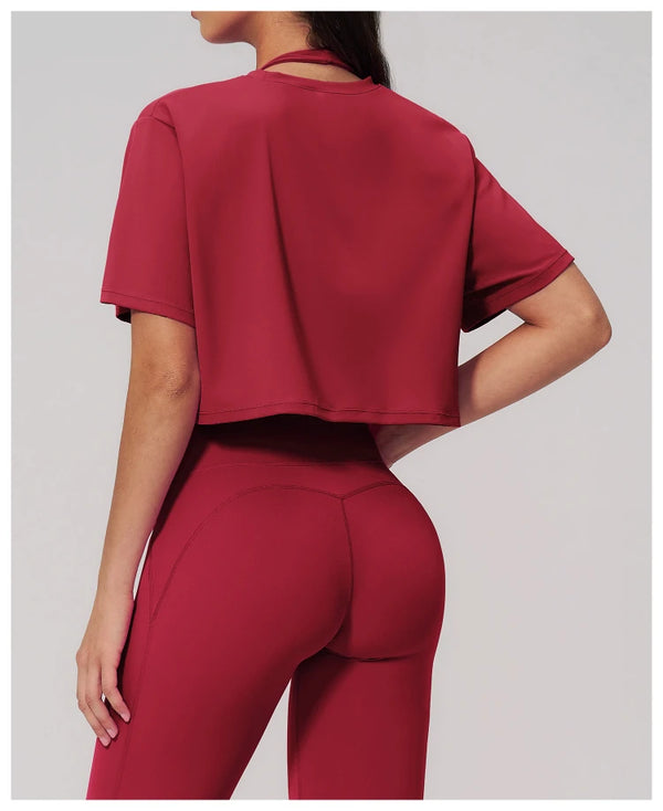 SPARK New Crew-Neck Loose Cropped Athletic Yoga Fitness T-Shirt ZC3091-2