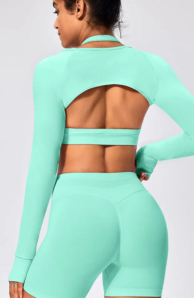 SPARK Women's Thin Smock with Open Back Fitness Cropped Top RX2376