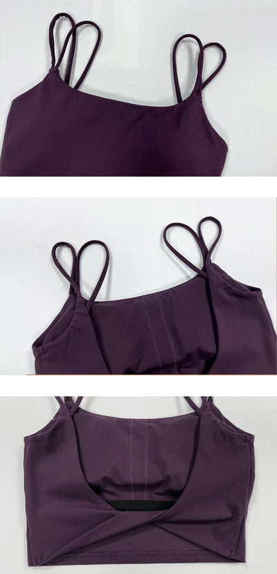 SPARK Women's Sexy Twist Knot Back Double-Strap Sports Bra FYD246