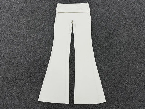 SPARK Women’s Fold-Over Waist Butt-Lifting Yoga Flare Pants TF2257