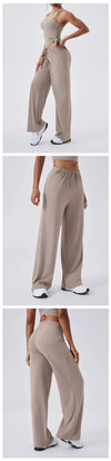 SPARK High Waist Yoga Straight Leg Pants with Drawstring CY3346