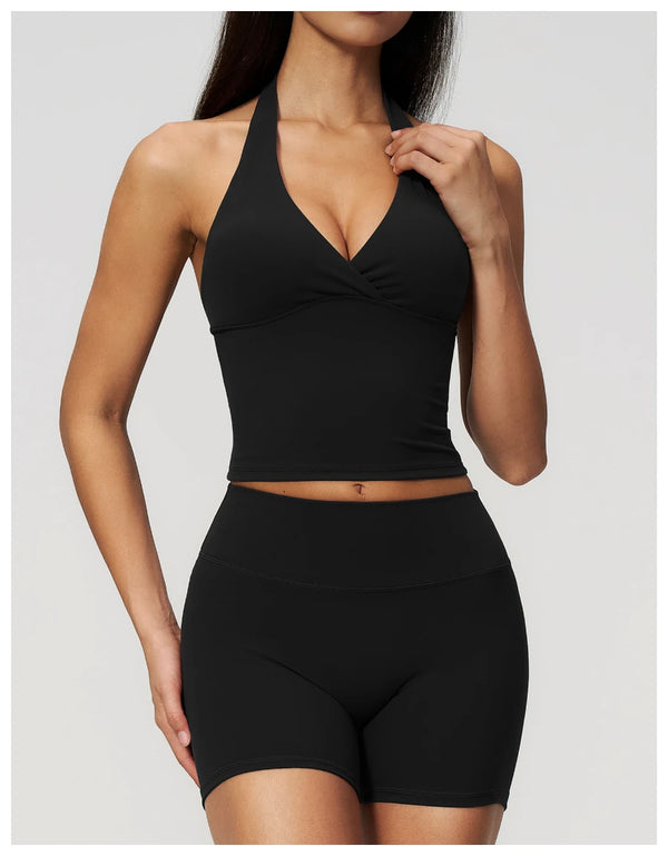SPARK Women's Halter Deep V-neck Yoga Tank Top ZC4208