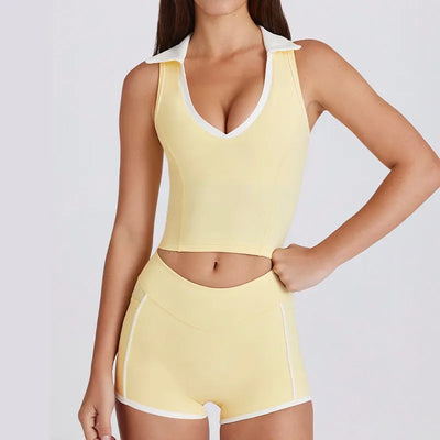 SPARK V-shaped Polo Collar Running Pilates Fitness Vest QY6537