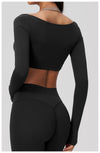 Spark Women's 2-in-1 Halter Long Sleeve Yoga Crop Top ZC2588