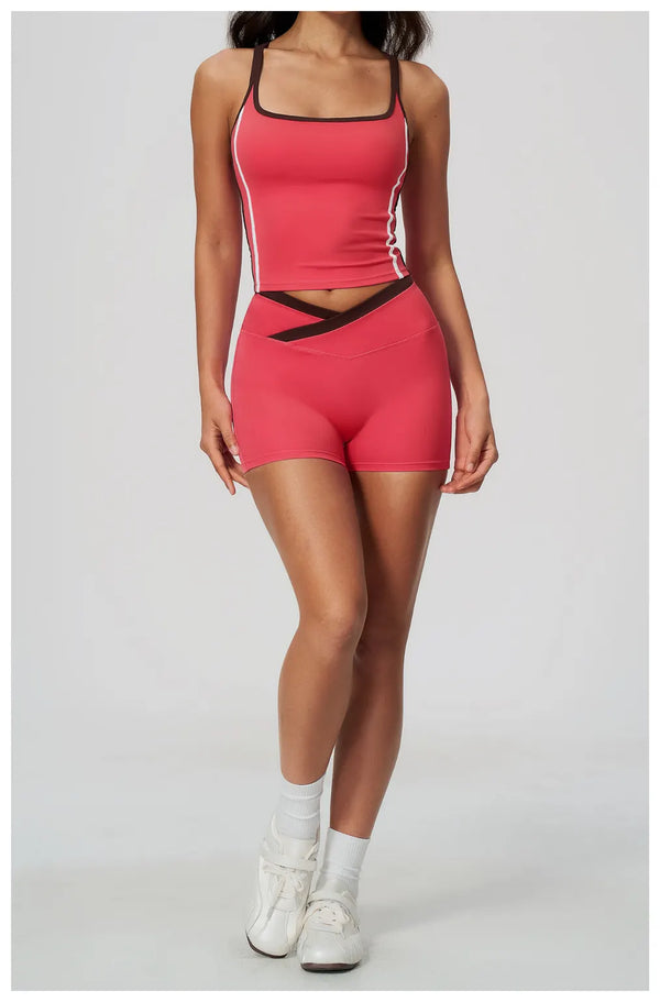 SPARK Women’s Color-Block Crossover Backless Workout Tank Top ZC2578