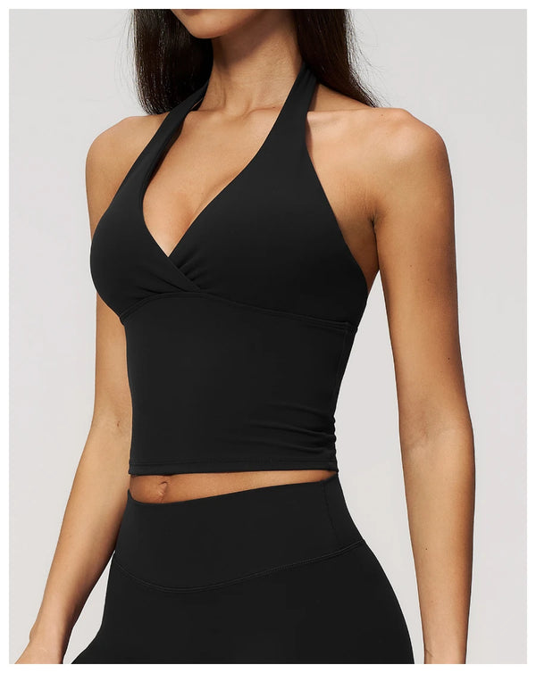 SPARK Women's Halter Deep V-neck Yoga Tank Top ZC4208