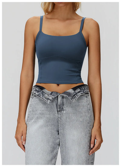 Women's tank top for yoga and running in blue