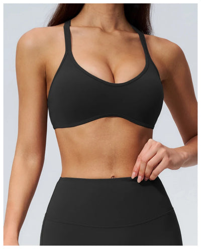 SPARK Women's Shockproof U-Neck Cross Back Yoga Sports Bra ZC5560