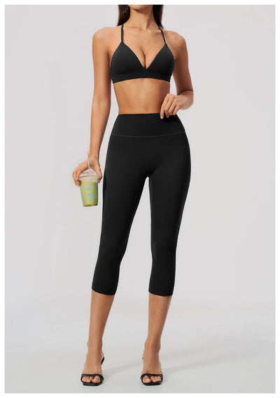 SPARK Women's Brushed V-Neck Cross-Back Yoga Bra ZC8793