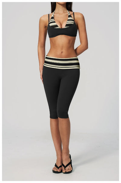 SPARK New Brushed Retro Polka Dot Fold-Over Yoga Capri ZC4549