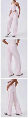 SPARK High Waist Yoga Straight Leg Pants with Drawstring CY3346