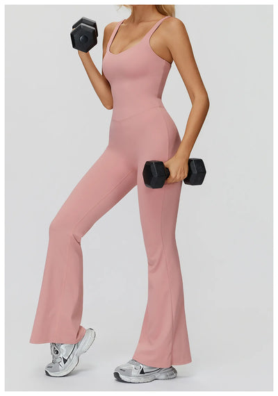 SPARK Butterfly Back Yoga Flared Jumpsuit For Women ZC9506