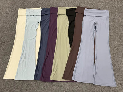 SPARK Women’s Fold-Over Waist Butt-Lifting Yoga Flare Pants TF2257