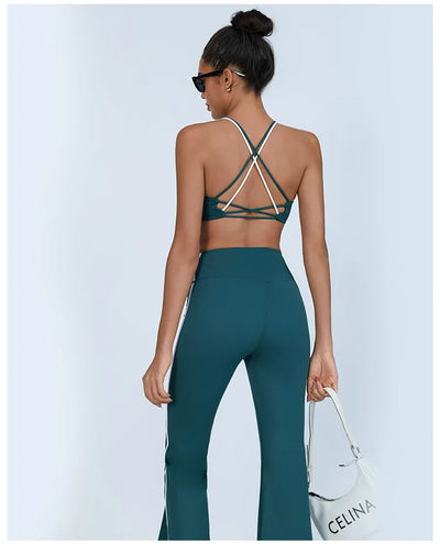 SPARK Color Blocking Criss-cross Back Yoga Two-piece Set PBD70