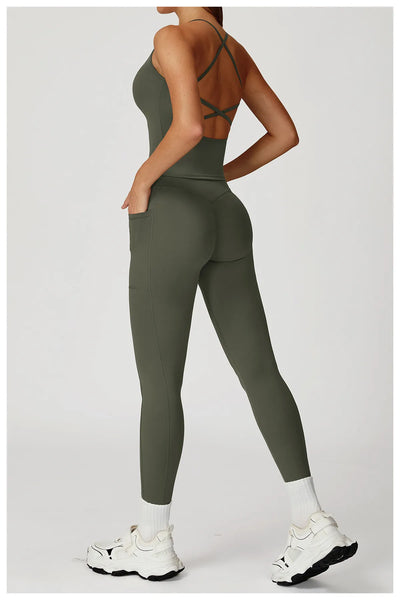 SPARK Cross High Waist Yoga Pants With Pockets For Women ZC2030
