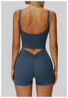 Women's  back sports bra tank top for yoga and running in blue