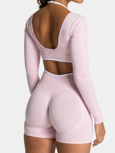 SPARK Fake Two Pieces Fitness Cropped Top RXW3006