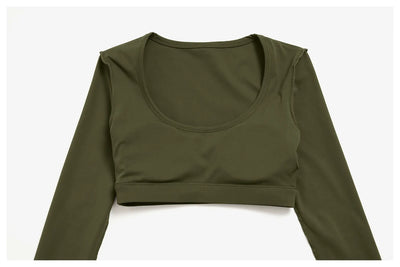 SPARK Women's U-Neck Long-Sleeve Crop Yoga Top ZC9599