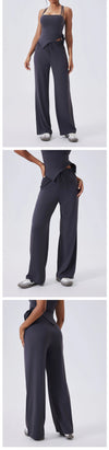 SPARK High Waist Yoga Straight Leg Pants with Drawstring CY3346