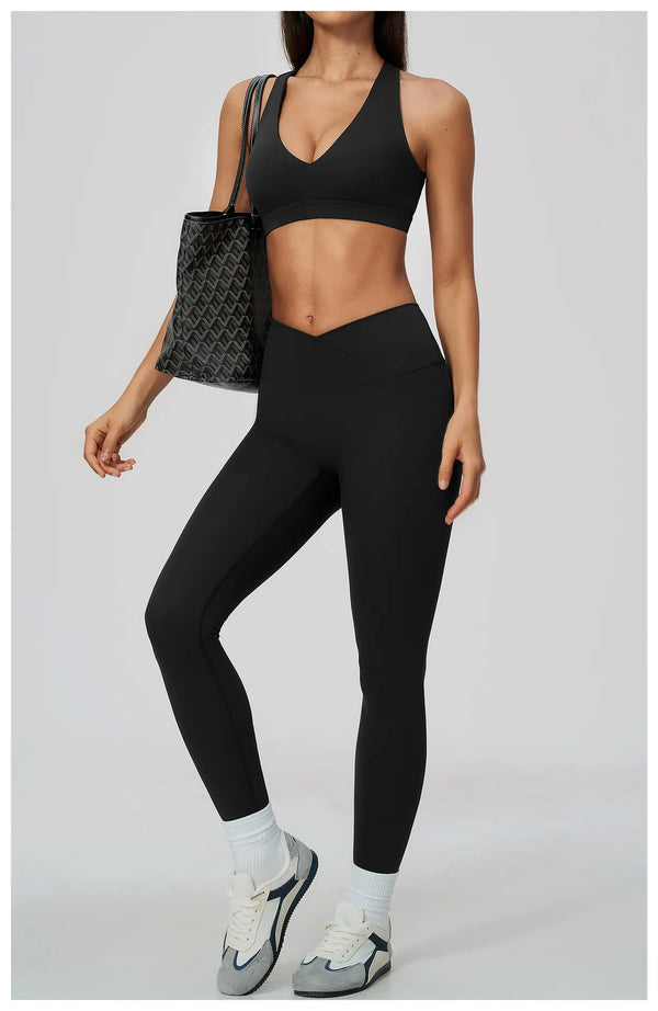 SPARK Women's Naked-Feel Cross Waist Yoga Leggings ZC2588