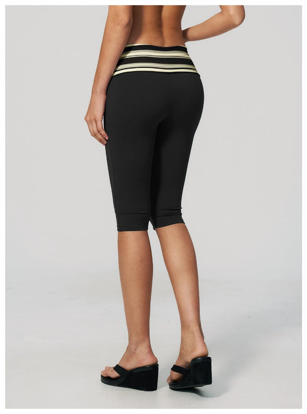 SPARK New Brushed Retro Polka Dot Fold-Over Yoga Capri ZC4549